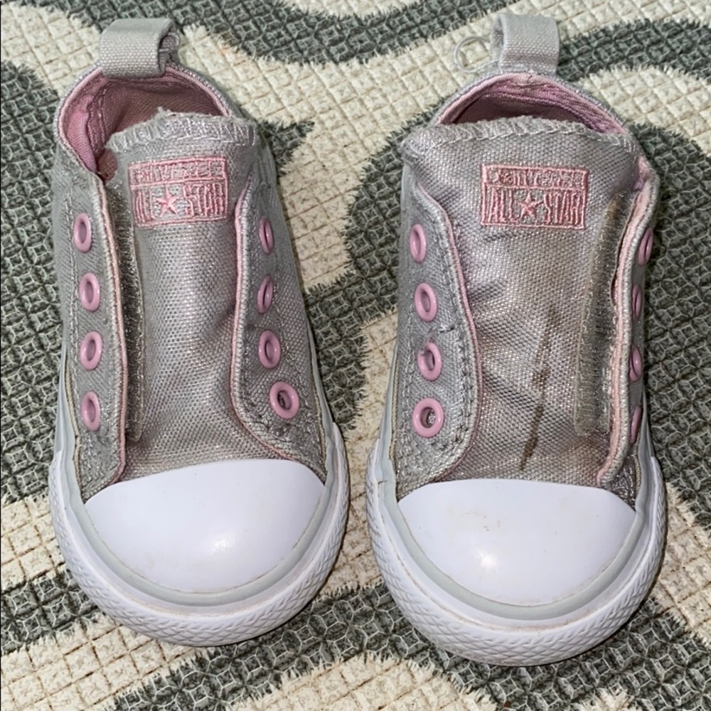 Converse All Star Silver Sneakers Size 5 toddler